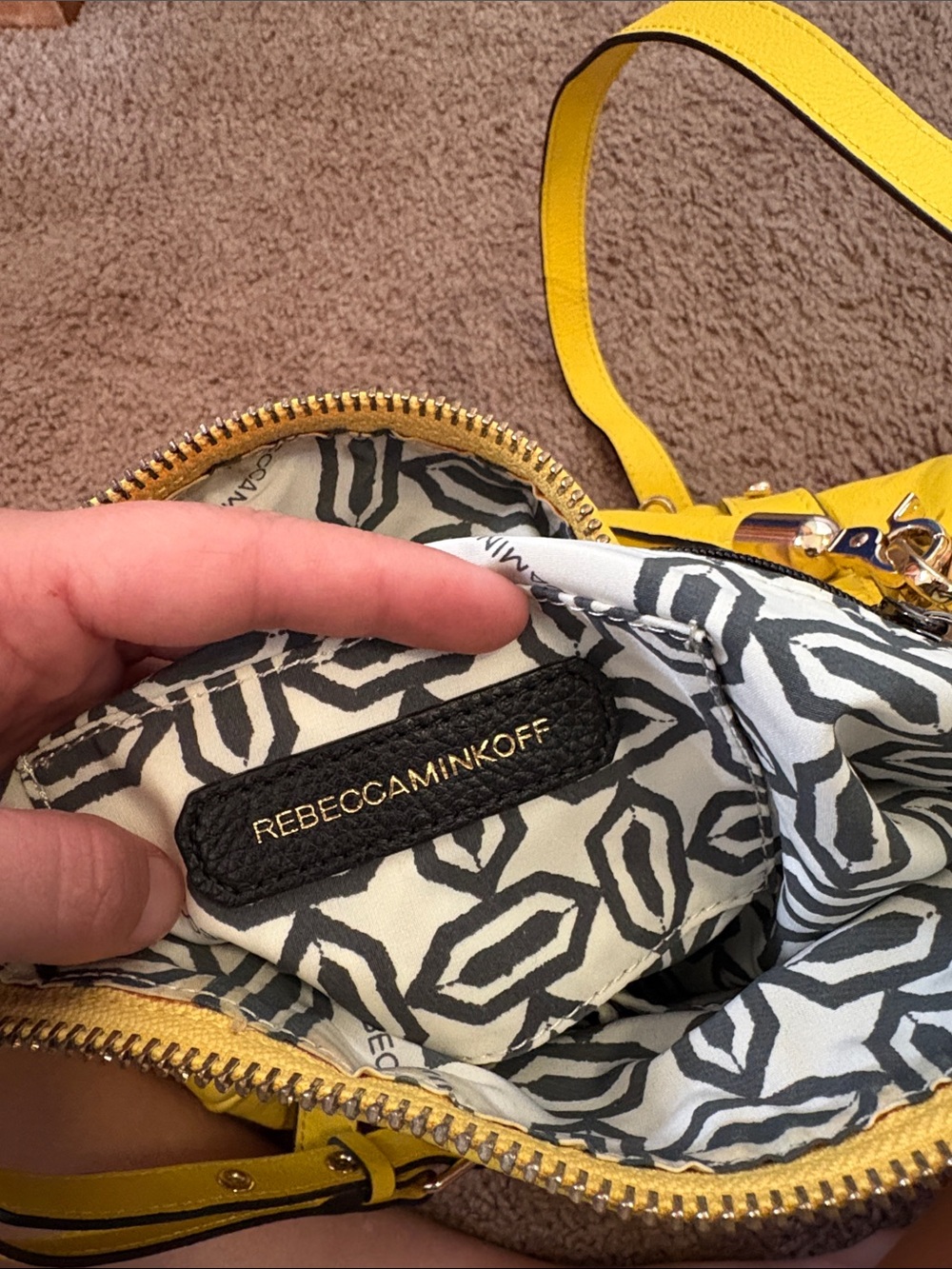 Rebecca Minkoff Yellow Leather Shoulder Bag with Gold Hardware - Picture 2 of 3